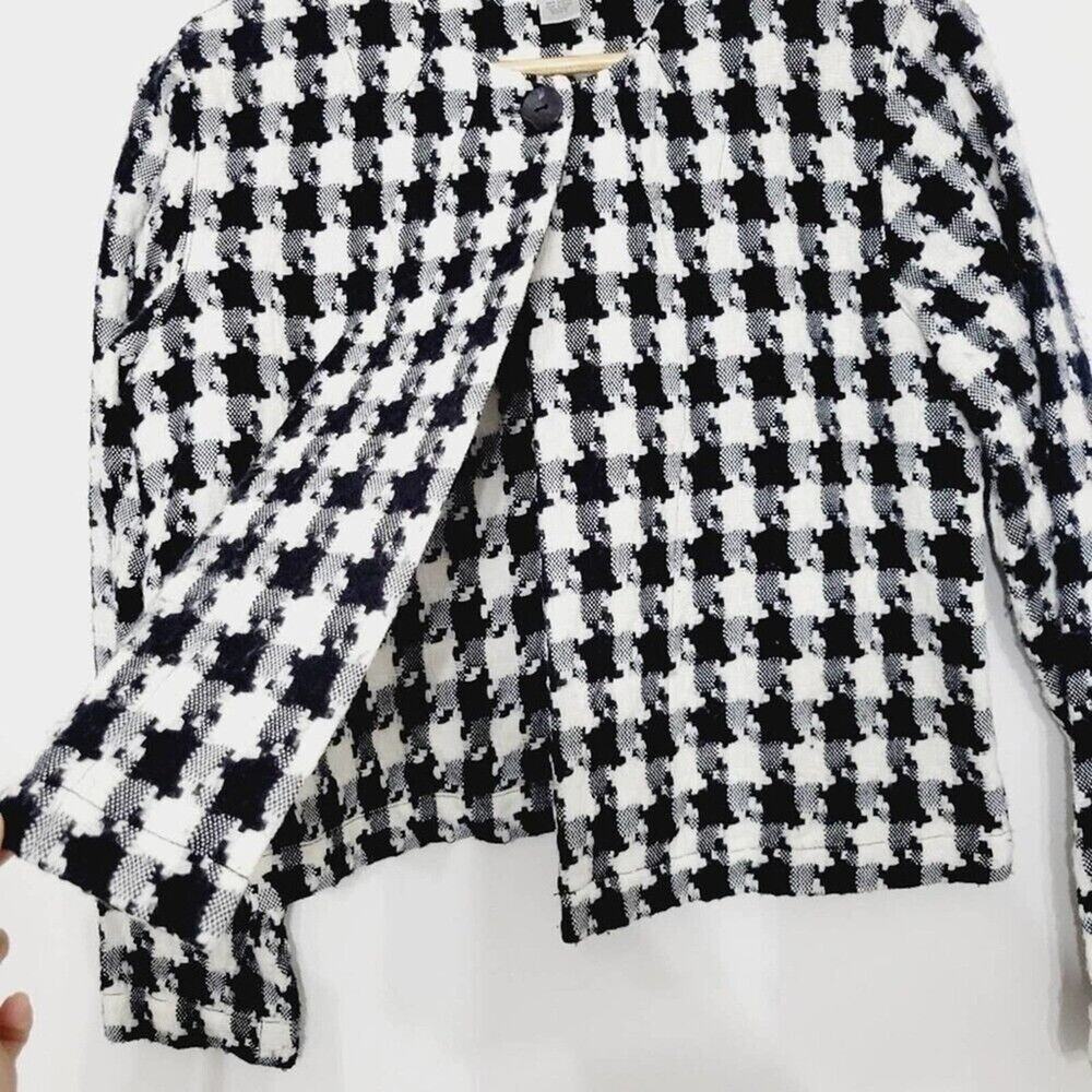 Chico's Womens Black White Houndstooth Vintage Aesthetic Jacket Size Small - Picture 4 of 13